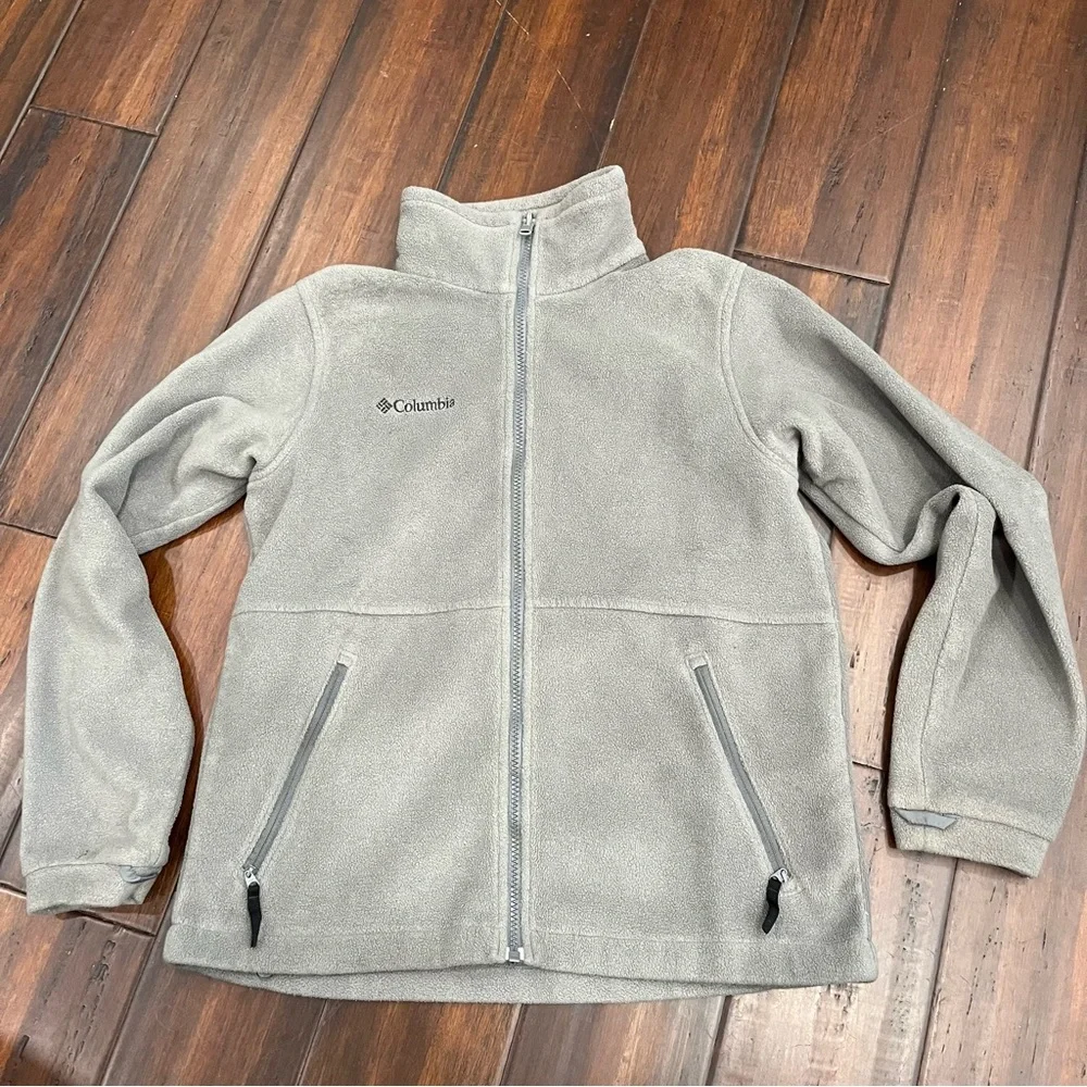 Columbia Vertex Light Gray Full-Zip Fleece Jacket Youth Size 14/16